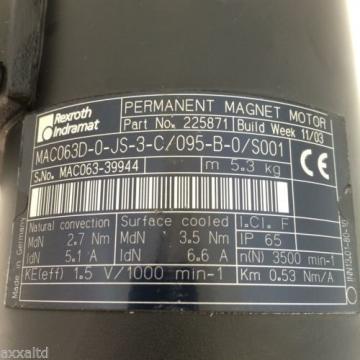 Servo Motor MAC063D0JS3C Rexroth Indramat MAC063D-0-JS-3-C/095-B-0/S001