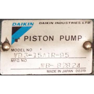 Origin DAIKIN VD3-15AIR-95 PISTON PUMP w/M15A1-2-90 INDUCTION MOTOR MAKE OFFER