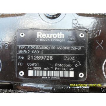 Rexroth Hydraulic pumps Type: A10VG45DA1DM2/10R-NSC60F015SQ-SK MNR:2108012